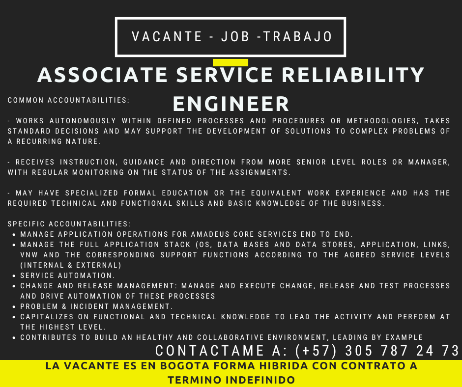 Associate Service Reliability Engineer Job