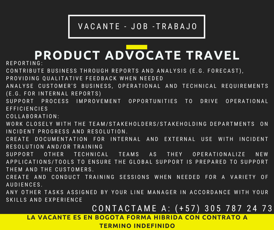 Product Advocate Travel JOB