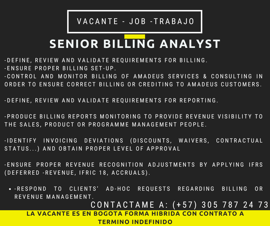 Senior Billing Analyst Job