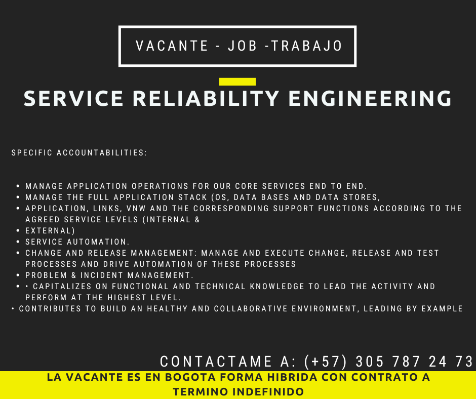 Service Reliability Engineering JOB