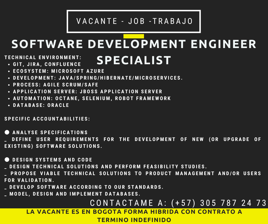 SoftwareDevelopmentEngineerSpecialistJob