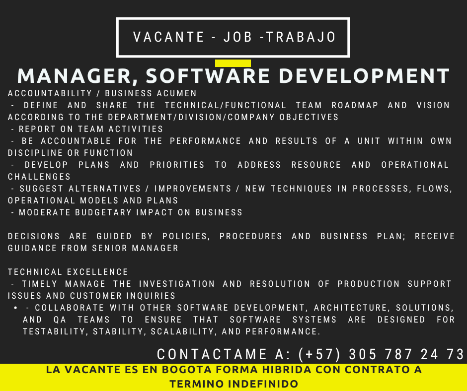 Software Development Manager Job